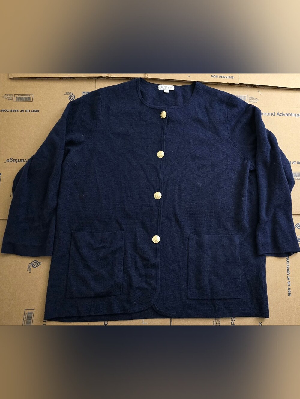 J. Crew Giselle sweater-blazer, Navy Blue, Size XL